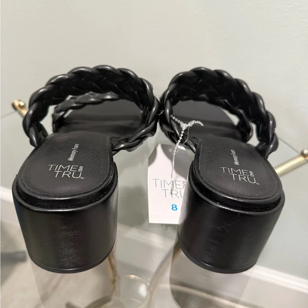 Time and Tru Black Braided Heels